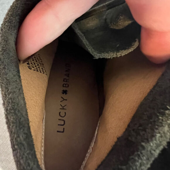 Lucky Brand Ysabel Chukka Booties Womens 6 Green Suede Lace Up Wedge Ankle Shoes - Picture 8 of 13